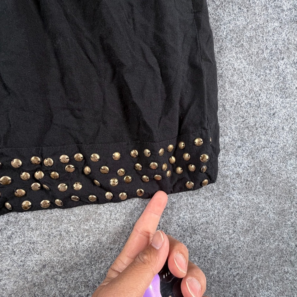 Angie Mini Dress Womens XL Black Studded Short Sleeve Casual Party Wear V Neck - Picture 2 of 16